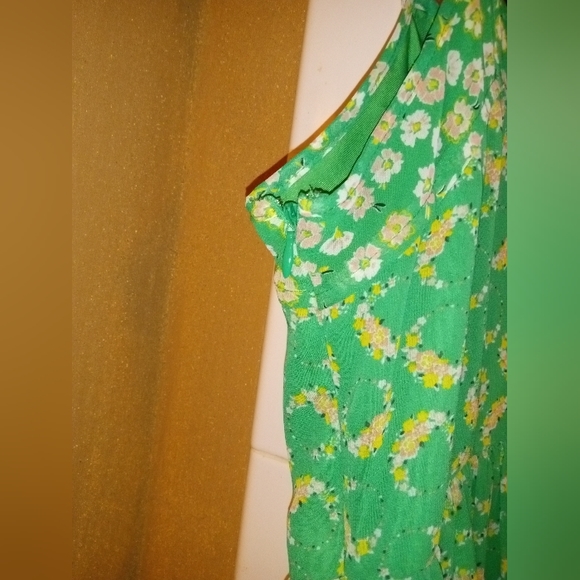 Green floral spring dress with ruffle - Picture 5 of 5